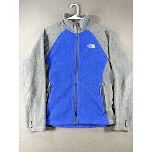 The North Face Fleece Jacket Mens Small Blue Grey Colorblock Full Zip Outdoors